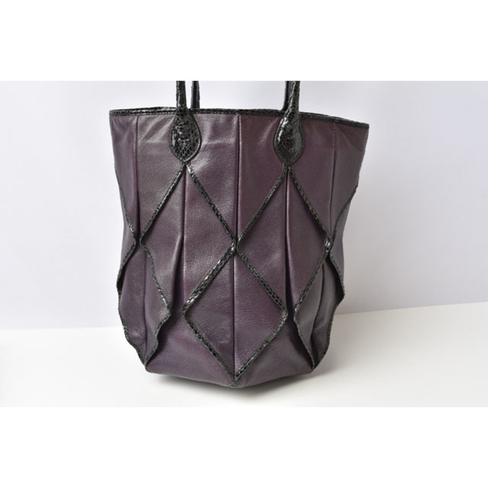 Bottega Veneta Handbag Leather Python Purple Black - image 5